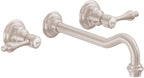 California Faucets Salinas Llave de Lavabo de Pared de Dos Llaves - Satin Nickel