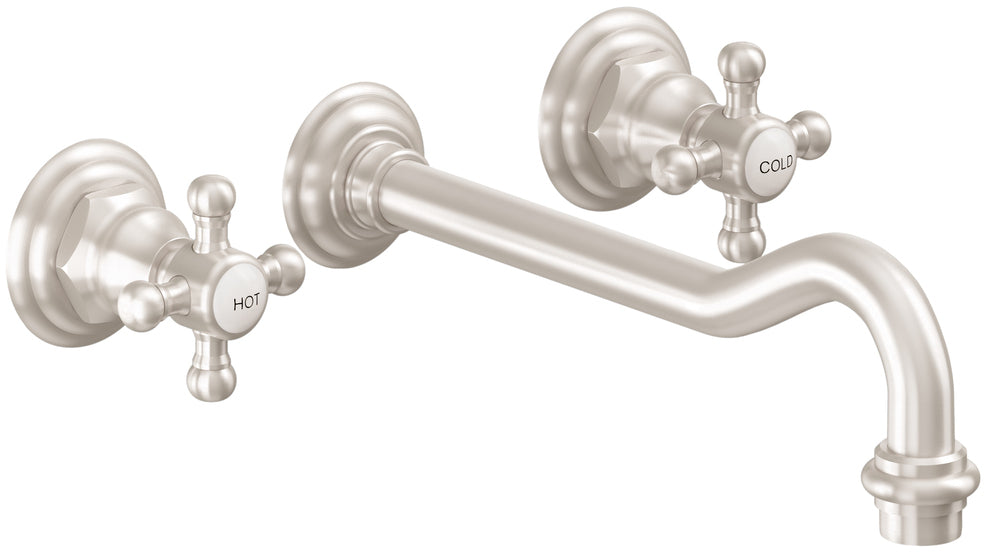 California Faucets Salinas Llave de Lavabo de Pared de Dos Llaves - Satin Nickel
