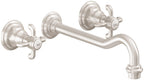 California Faucets Salinas Llave de Lavabo de Pared de Dos Llaves - Satin Nickel
