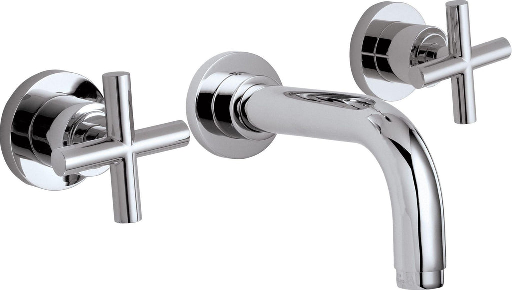 Grifo de Lavabo de Pared de Dos Manijas California Faucets Tiburon, acabado Cromo Pulido, manija de cruz