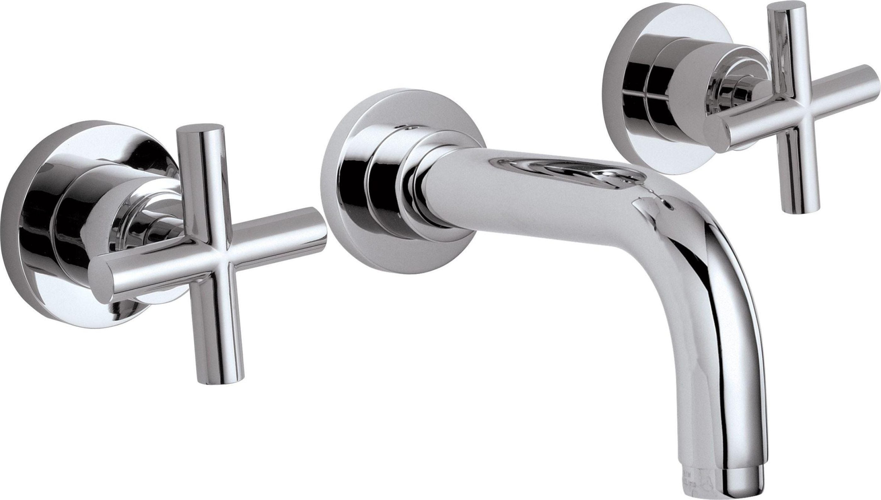 California Faucets Tiburon Solo Guarnición de Grifo de Lavabo de Pared de Dos Manijas - Manija de Cruz