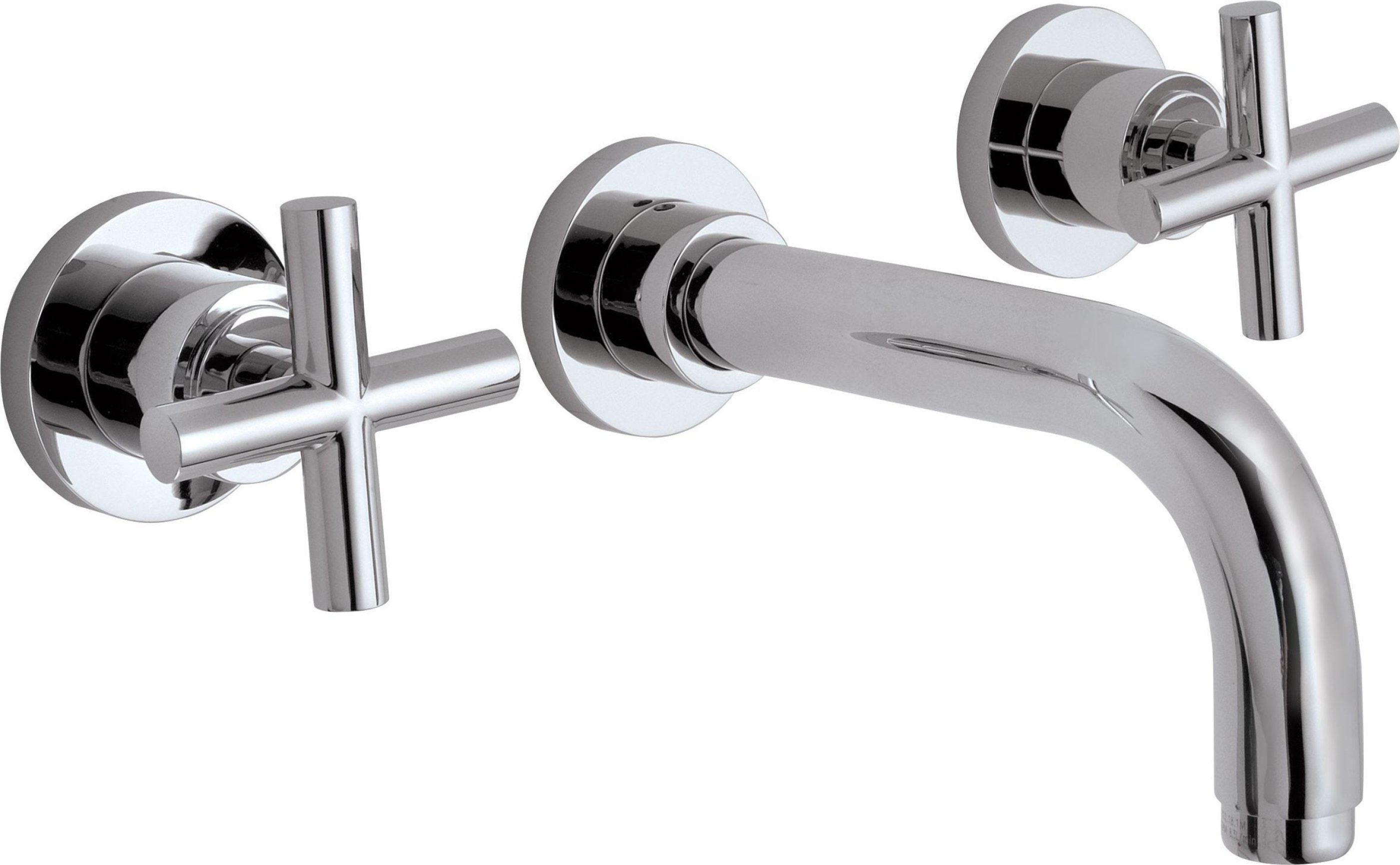 Grifo de Lavabo de Pared de Dos Manijas California Faucets Tiburon, acabado Cromo Pulido, manija de cruz