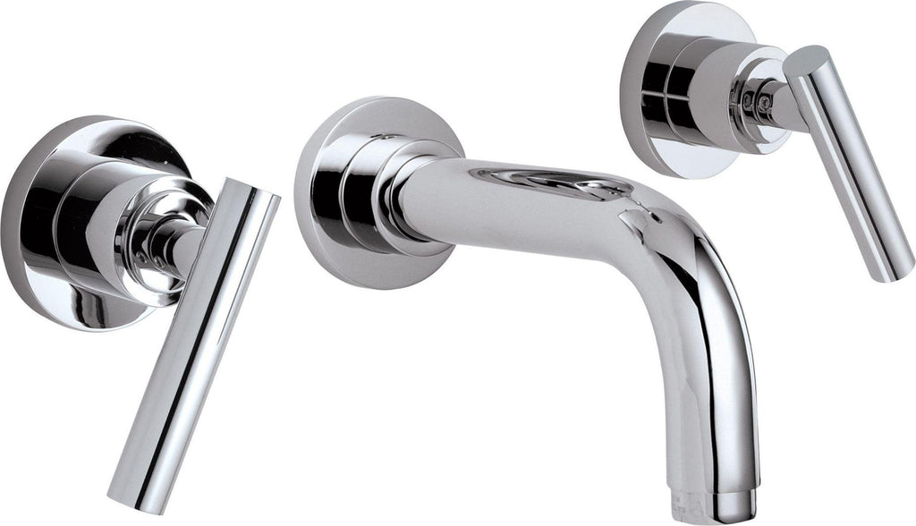 Grifo de Lavabo de Pared de Dos Manijas California Faucets Tiburon, acabado Cromo Pulido, manija de palanca