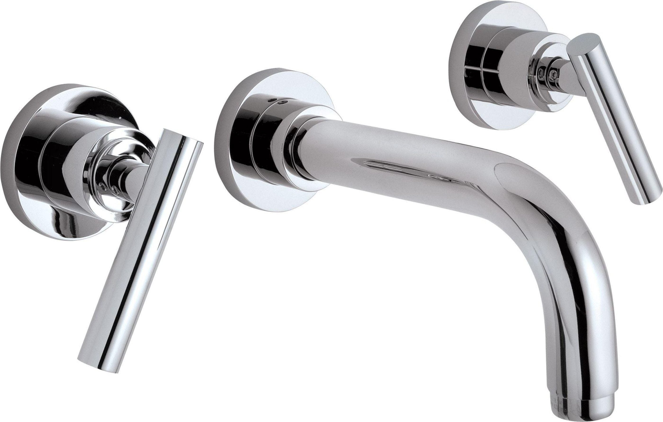 Grifo de Lavabo de Pared de Dos Manijas California Faucets Tiburon, acabado Cromo Pulido, manija de palanca