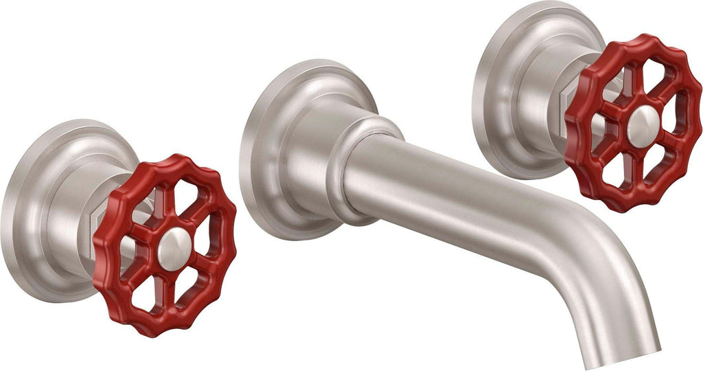 California Faucets Descanso Works Llave de Lavabo de Pared de Dos Llaves - Satin Nickel