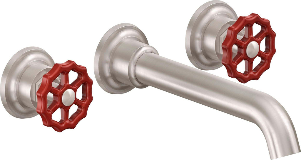California Faucets Descanso Works Llave de Lavabo de Pared de Dos Llaves - Satin Nickel