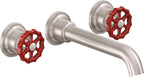 California Faucets Descanso Works Llave de Lavabo de Pared de Dos Llaves - Satin Nickel