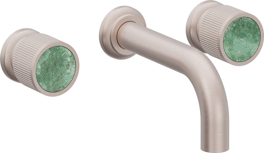 California Faucets Capitola Llave de Lavabo de Pared de Dos Llaves - Alcance Corto, Cilíndrica - Níquel Satinado