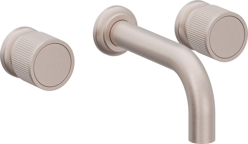 California Faucets Capitola Llave de Lavabo de Pared de Dos Llaves - Alcance Corto, Cilíndrica - Níquel Satinado