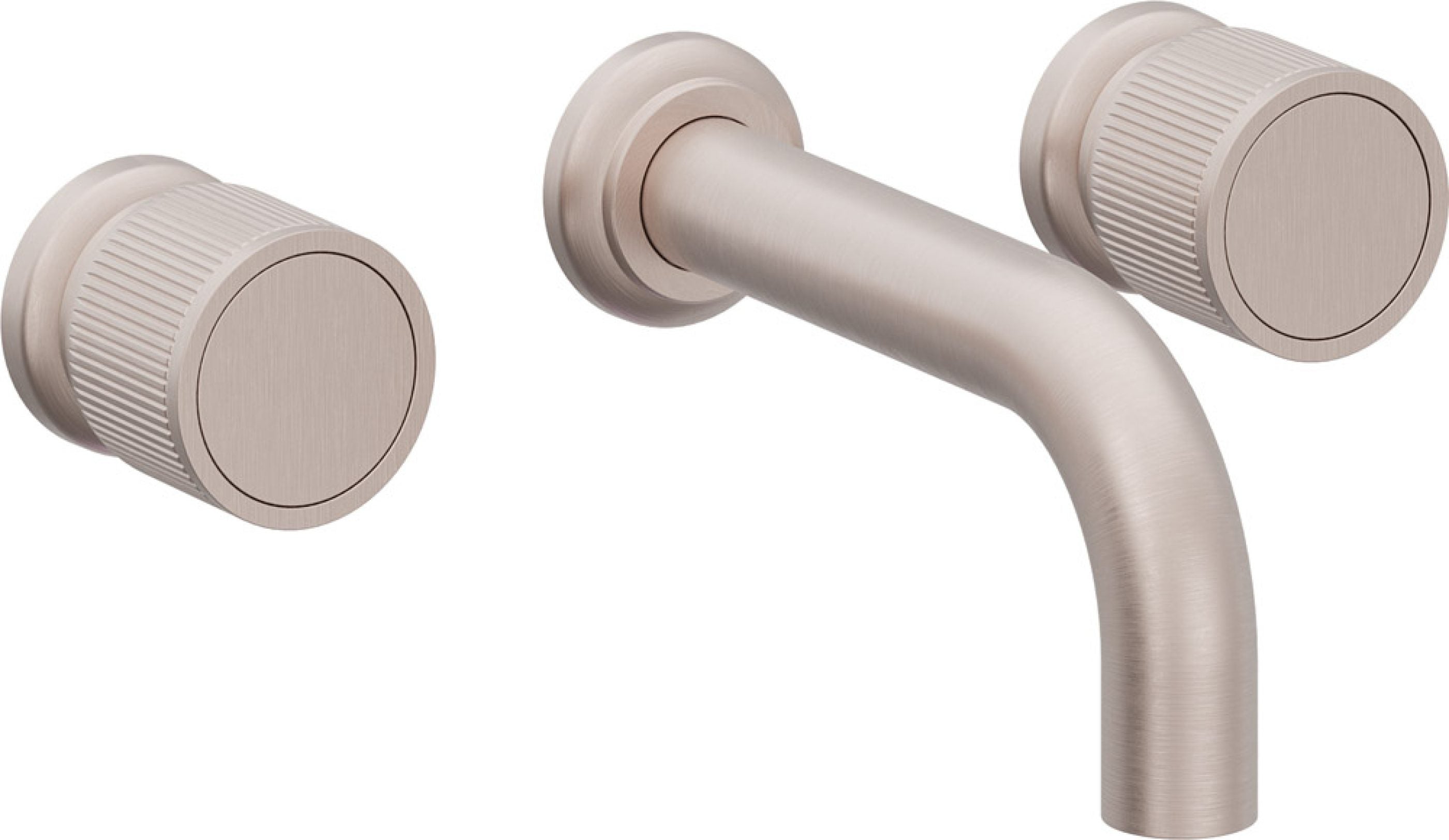 California Faucets Capitola Llave de Lavabo de Pared de Dos Llaves - Alcance Corto, Cilíndrica - Níquel Satinado