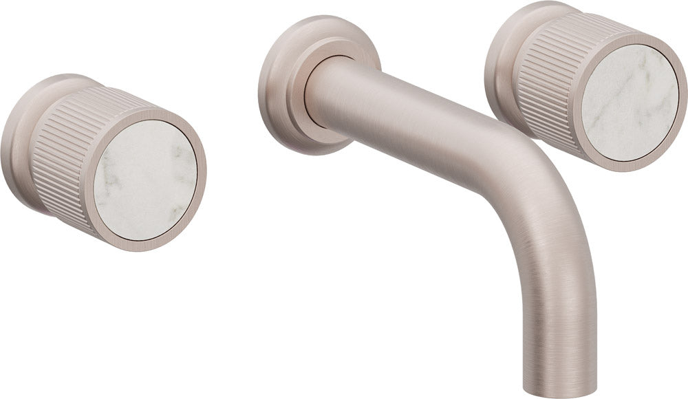 California Faucets Capitola Llave de Lavabo de Pared de Dos Llaves - Alcance Corto, Cilíndrica - Níquel Satinado