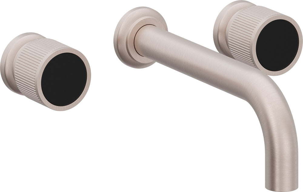 California Faucets Capitola Llave de Lavabo de Pared de Dos Llaves - Alcance Largo, Cilíndrica - Níquel Satinado