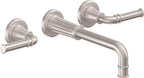 California Faucets Trousdale Llave de Lavabo de Pared de Dos Llaves - Satin Nickel