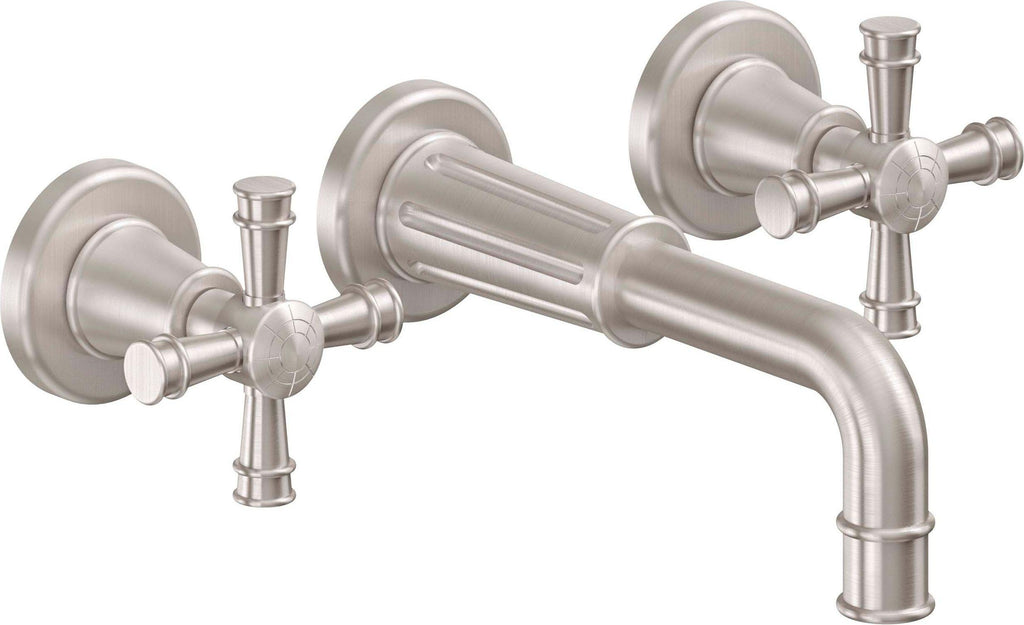 California Faucets Trousdale Llave de Lavabo de Pared de Dos Llaves - Satin Nickel