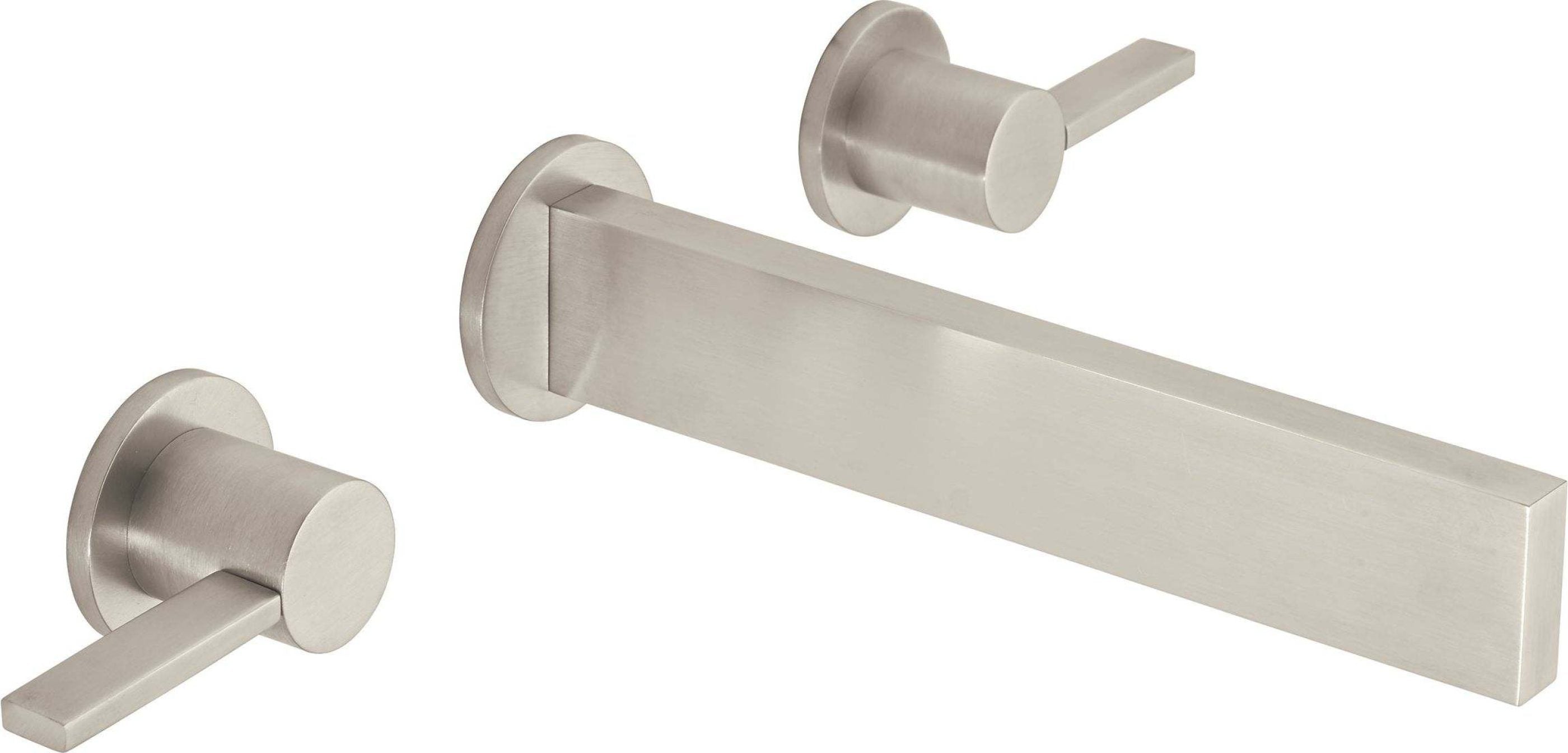 California Faucets Bel Canto Llave de Lavabo de Pared de Dos Llaves - Satin Nickel