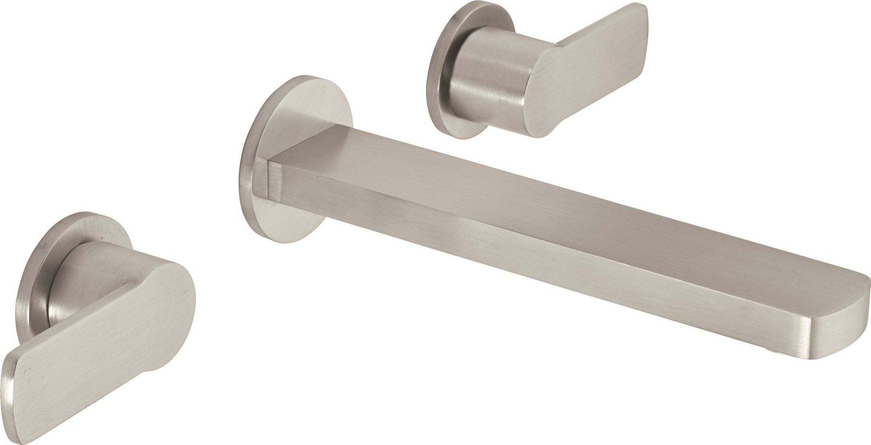California Faucets Arpeggio Llave de Lavabo de Pared de Dos Llaves - Níquel Satinado