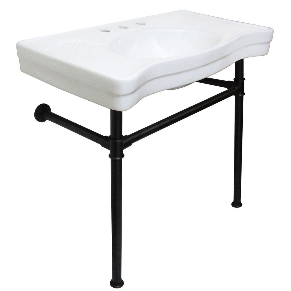 Kingston Brass Imperial lavabo consola — Blanco / Negro Mate