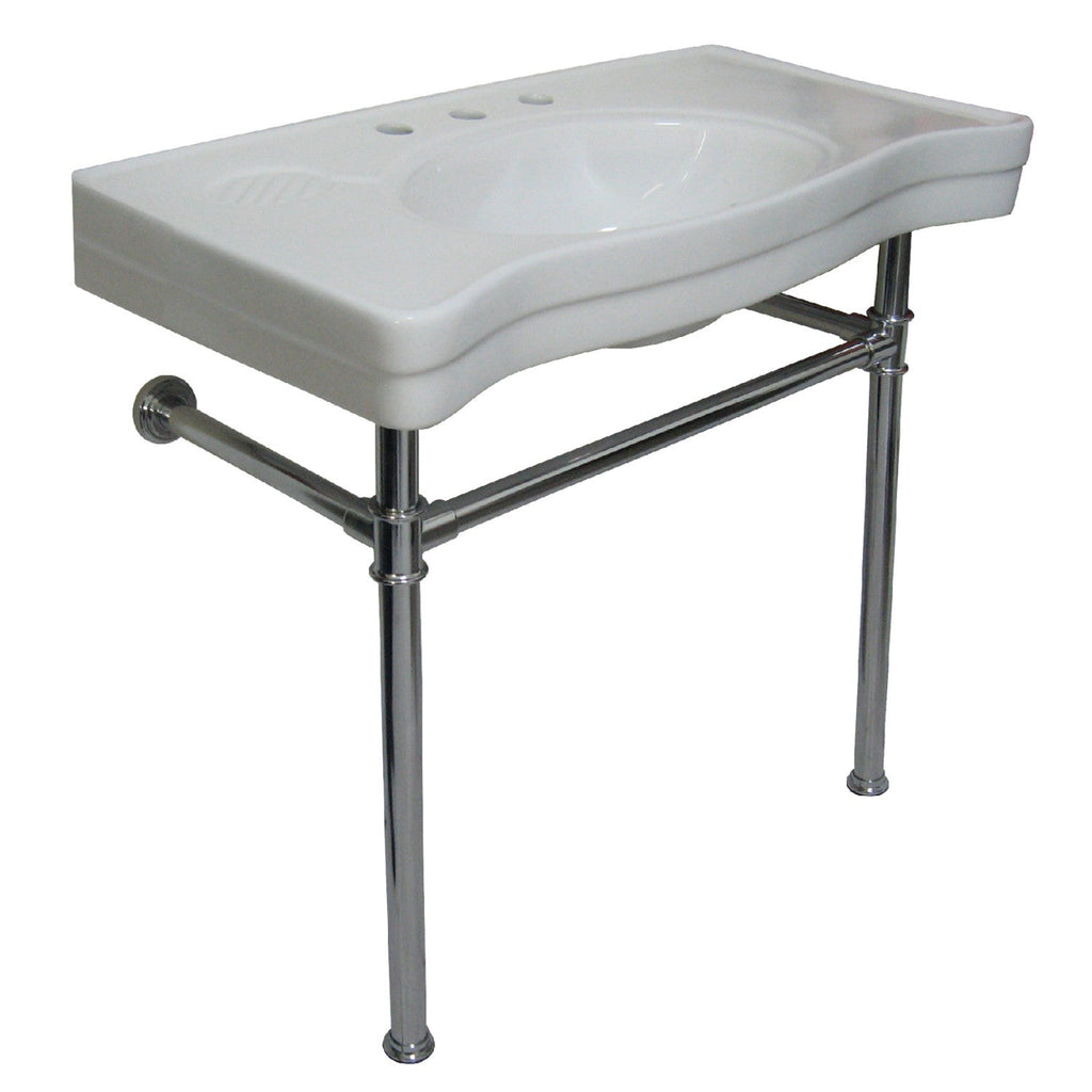 Kingston Brass Imperial lavabo consola — Blanco / Cromo Pulido