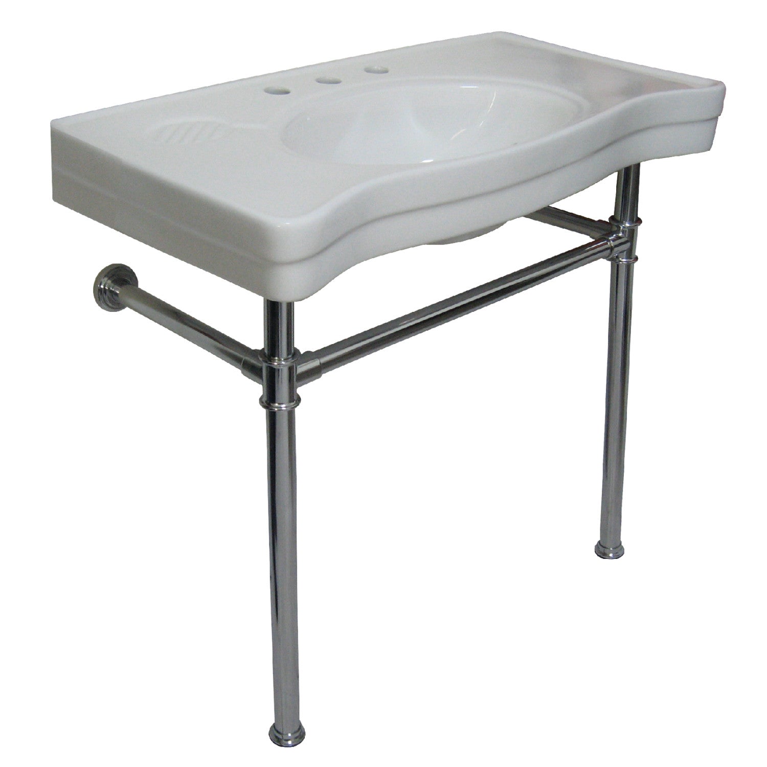 Kingston Brass Imperial lavabo consola — Blanco / Cromo Pulido