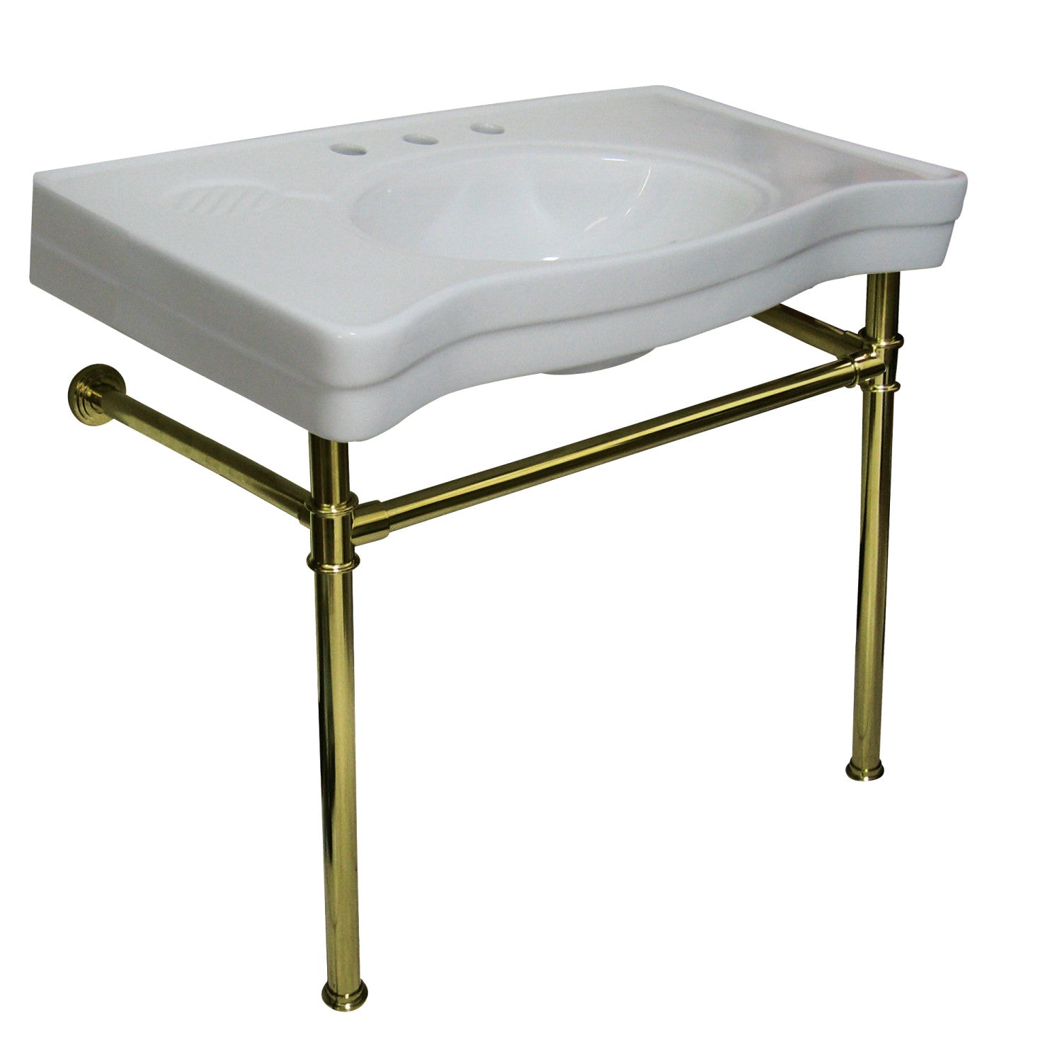 Kingston Brass Imperial lavabo consola — Blanco / Latón Pulido