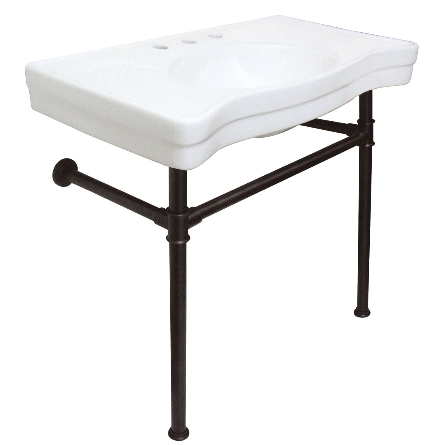 Kingston Brass Imperial lavabo consola — Blanco / Bronce Aceitado