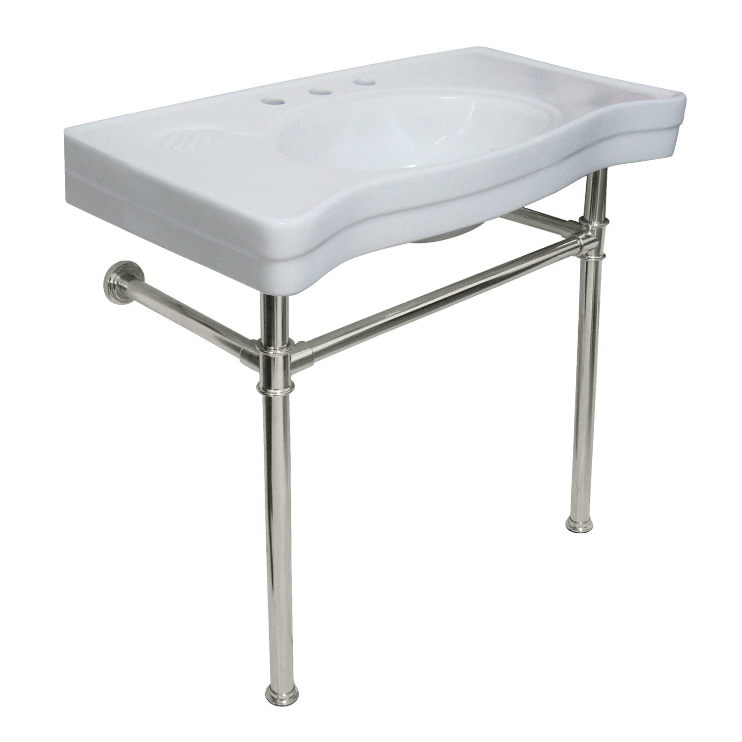 Kingston Brass Imperial lavabo consola — Blanco / Níquel Pulido