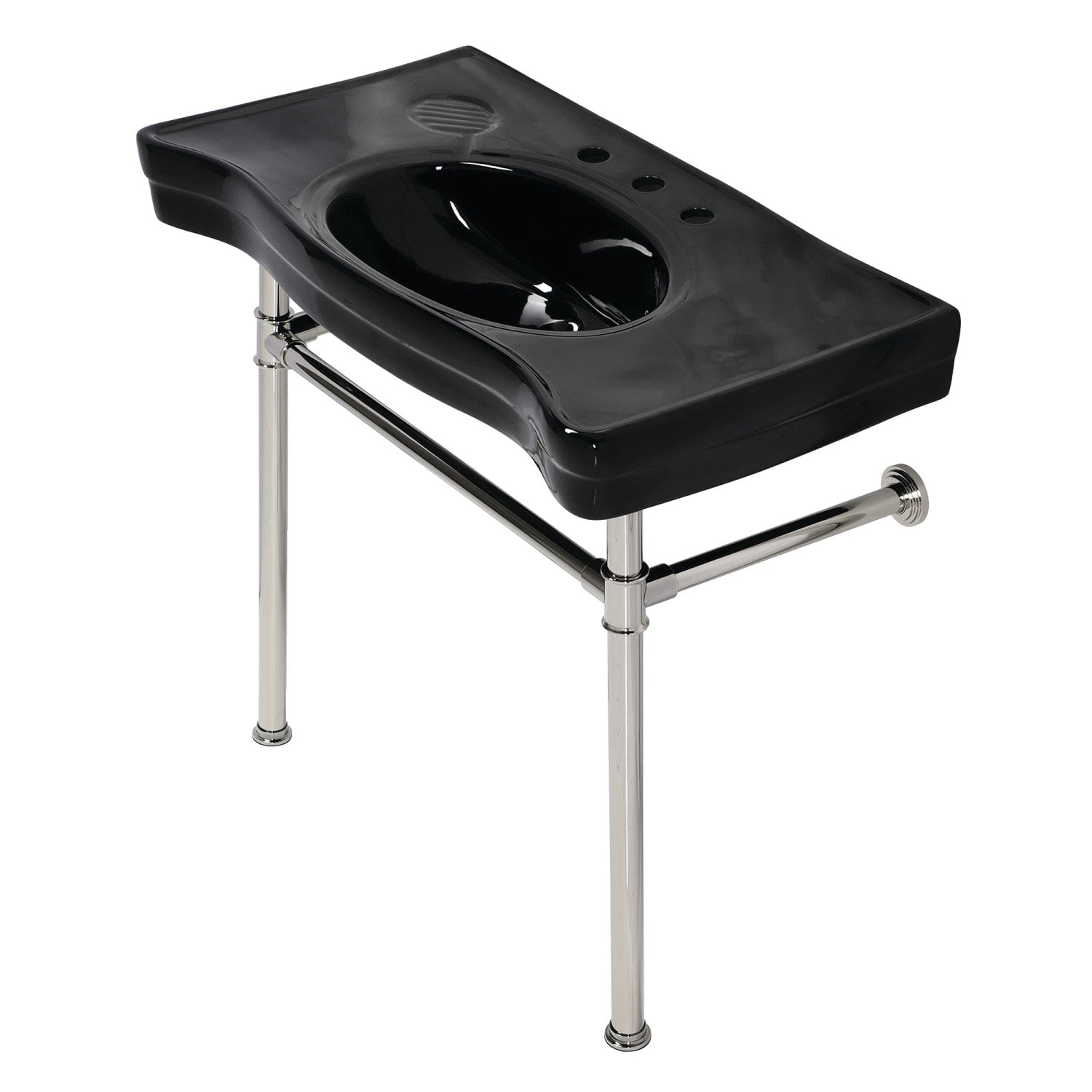 Kingston Brass Imperial lavabo consola — Negro / Níquel Pulido