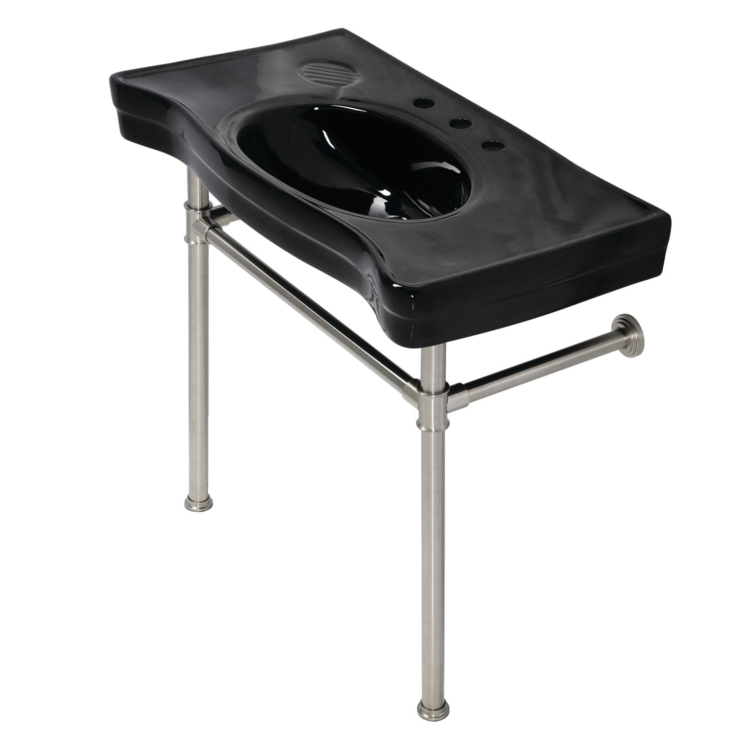 Kingston Brass Imperial lavabo consola — Negro / Níquel Cepillado