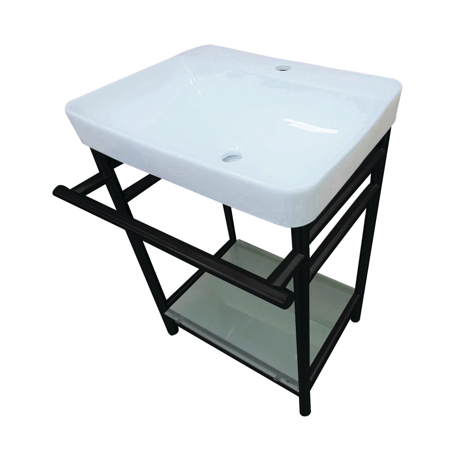 Kingston Brass Sheridan lavabo consola — Negro Mate