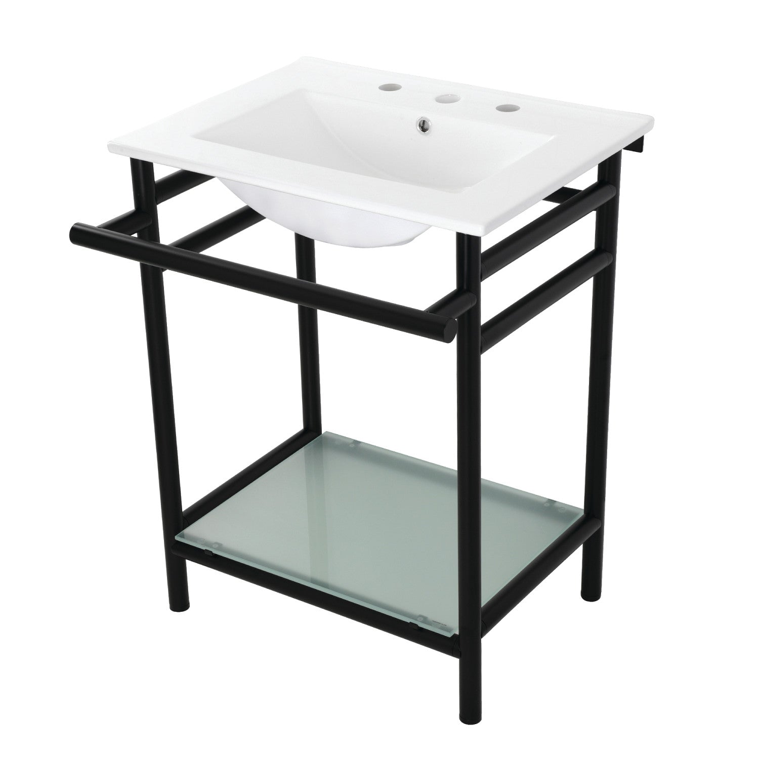 Kingston Brass Sheridan lavabo consola — Negro Mate