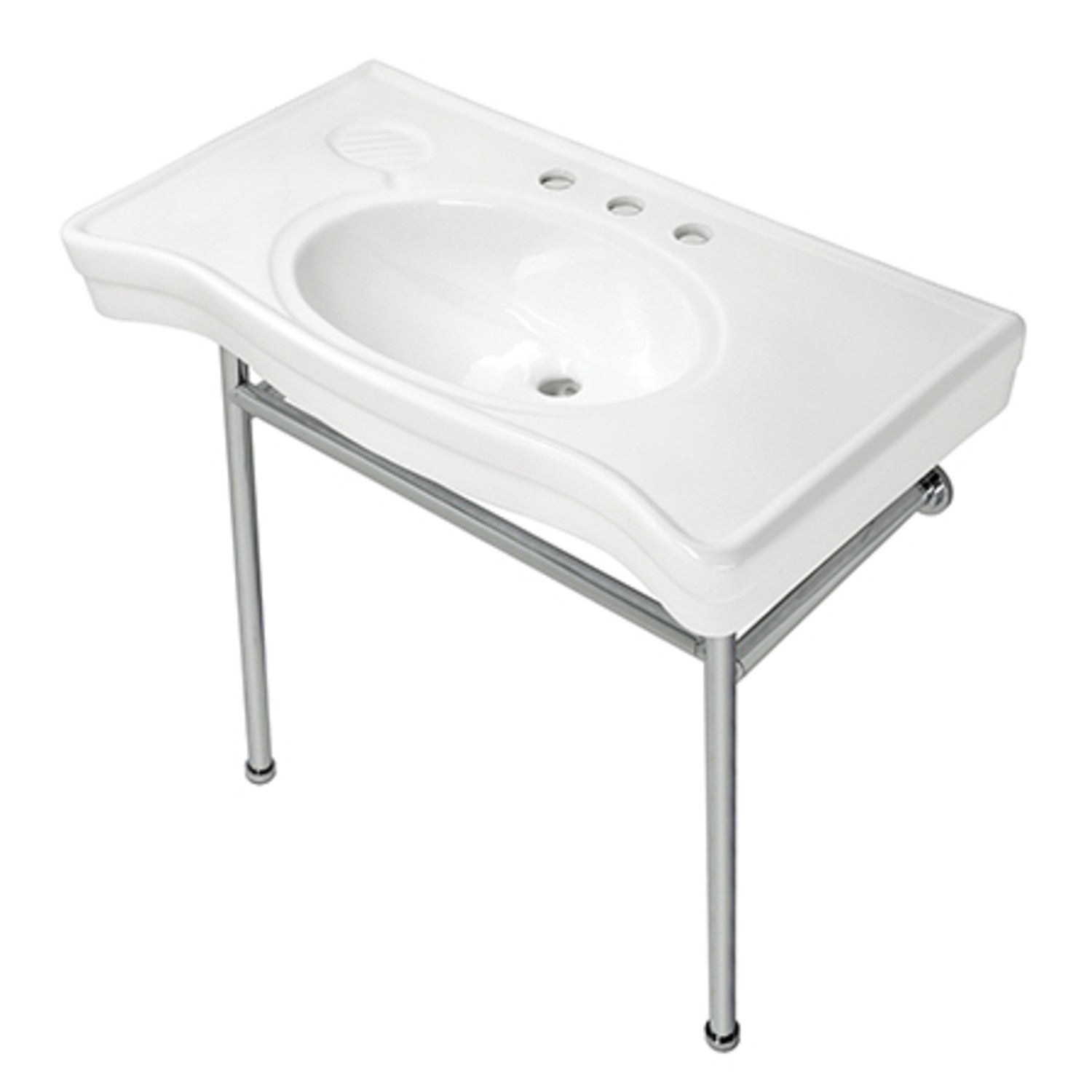 Kingston Brass Bristol lavabo consola — Blanco / Cromo Pulido