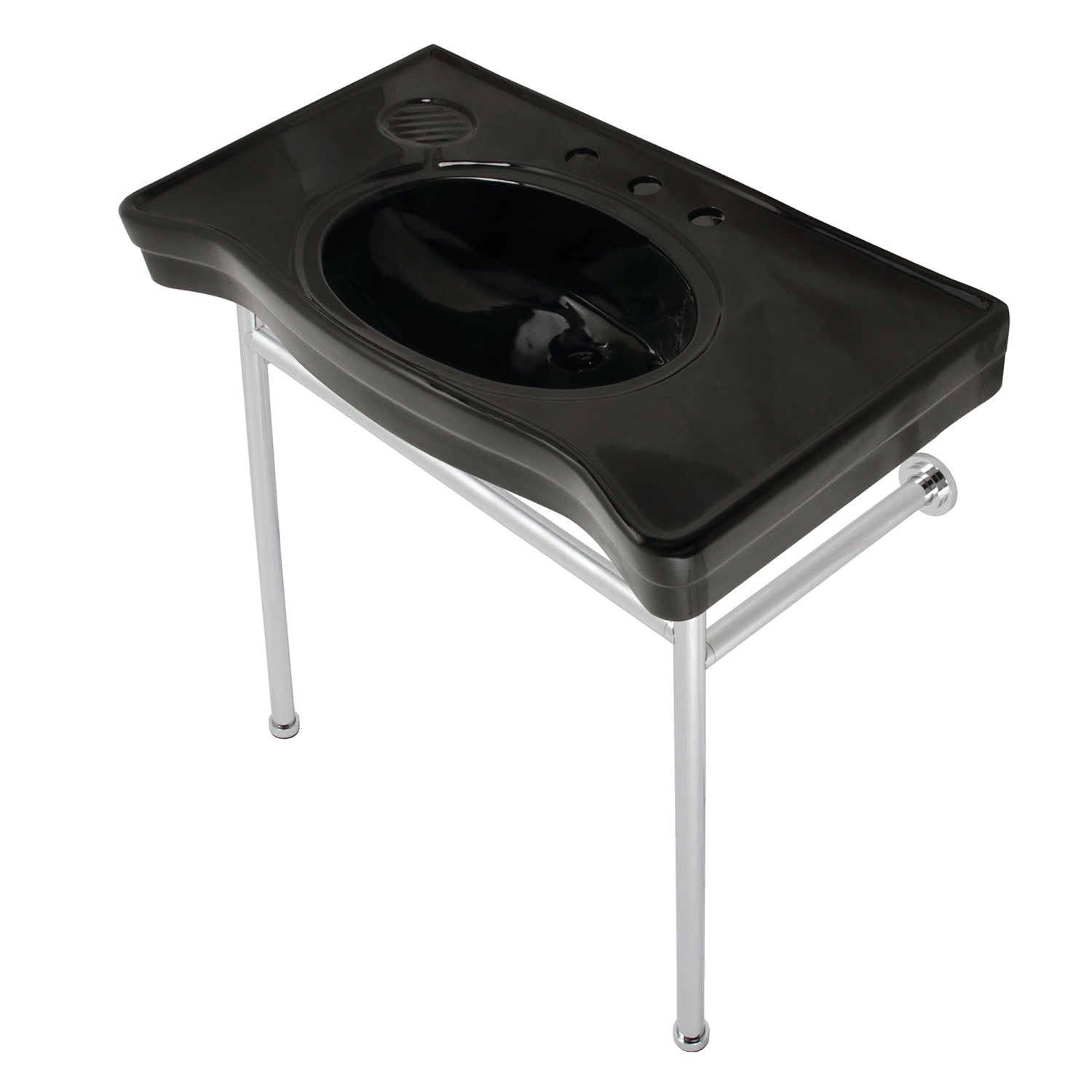 Kingston Brass Bristol lavabo consola — Negro / Cromo Pulido