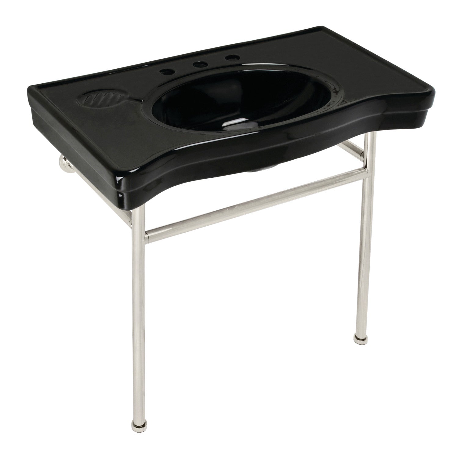 Kingston Brass Bristol lavabo consola — Negro / Níquel Pulido