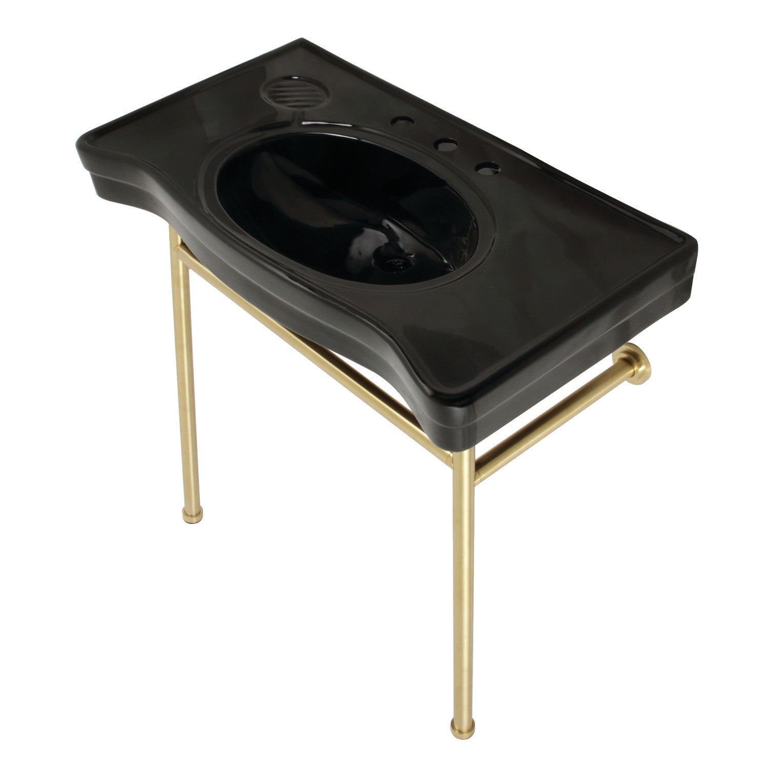 Kingston Brass Bristol lavabo consola — Negro / Latón Cepillado
