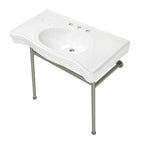 Kingston Brass Bristol lavabo consola — Blanco / Níquel Cepillado