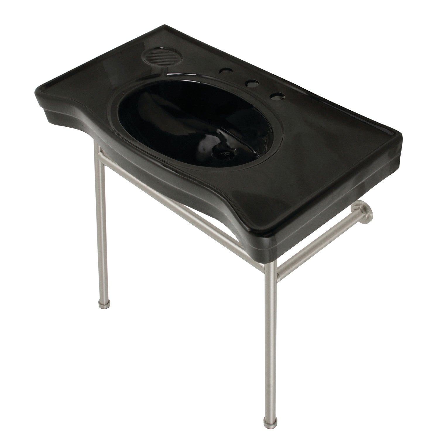 Kingston Brass Bristol lavabo consola — Negro / Níquel Cepillado
