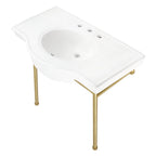 Kingston Brass Manchester lavabo consola — Latón Cepillado
