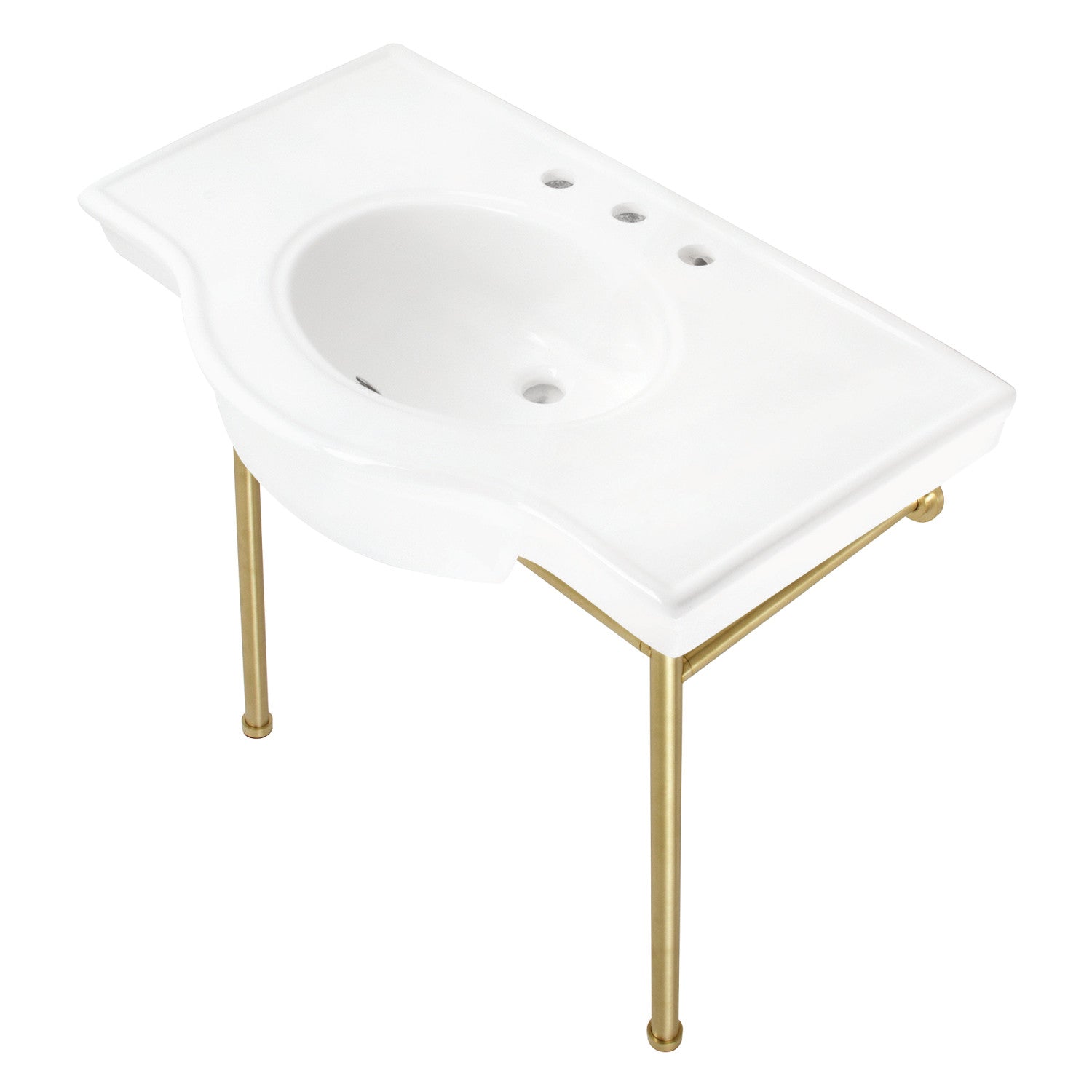 Kingston Brass Manchester lavabo consola — Latón Cepillado