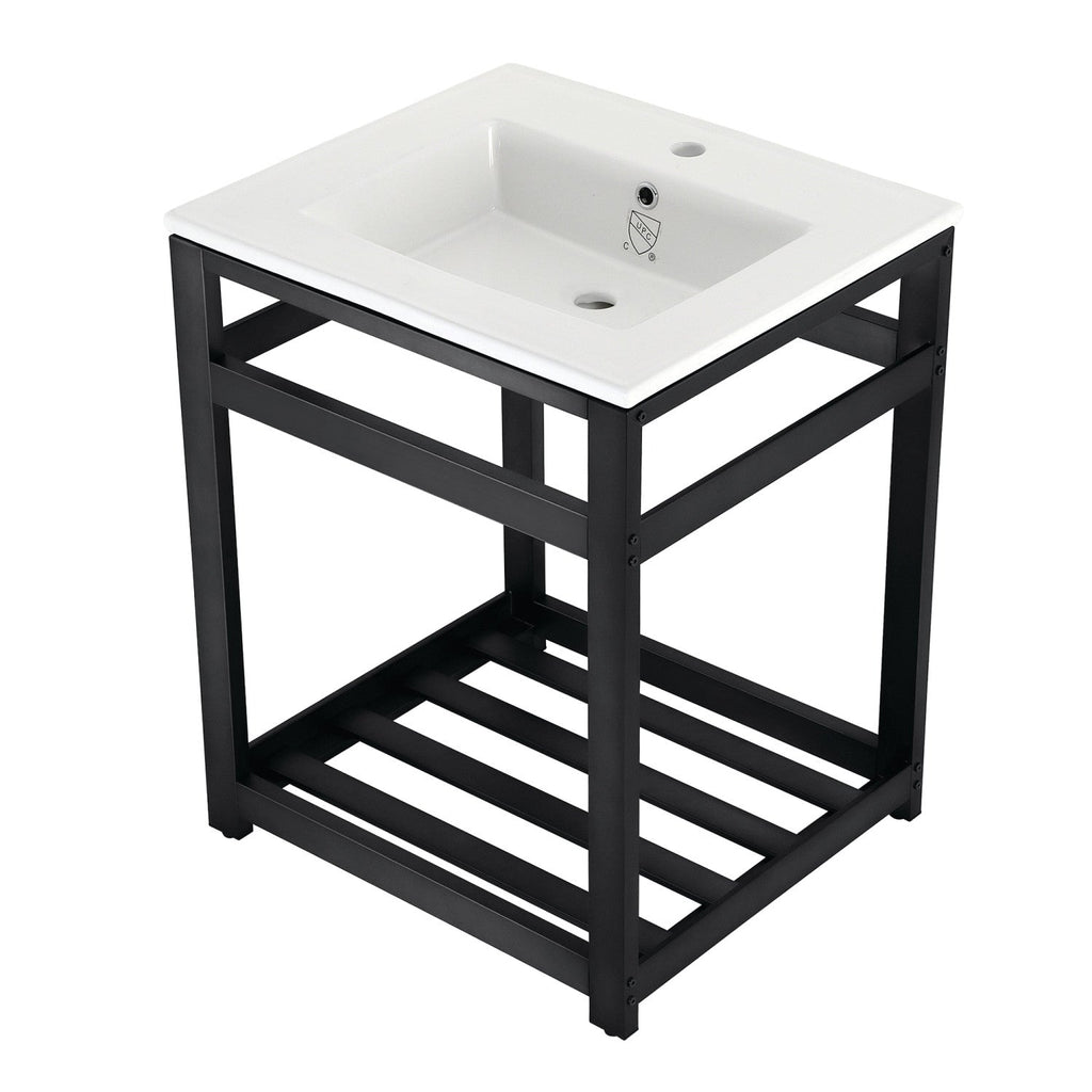 Kingston Brass Quadras lavabo consola — Negro Mate