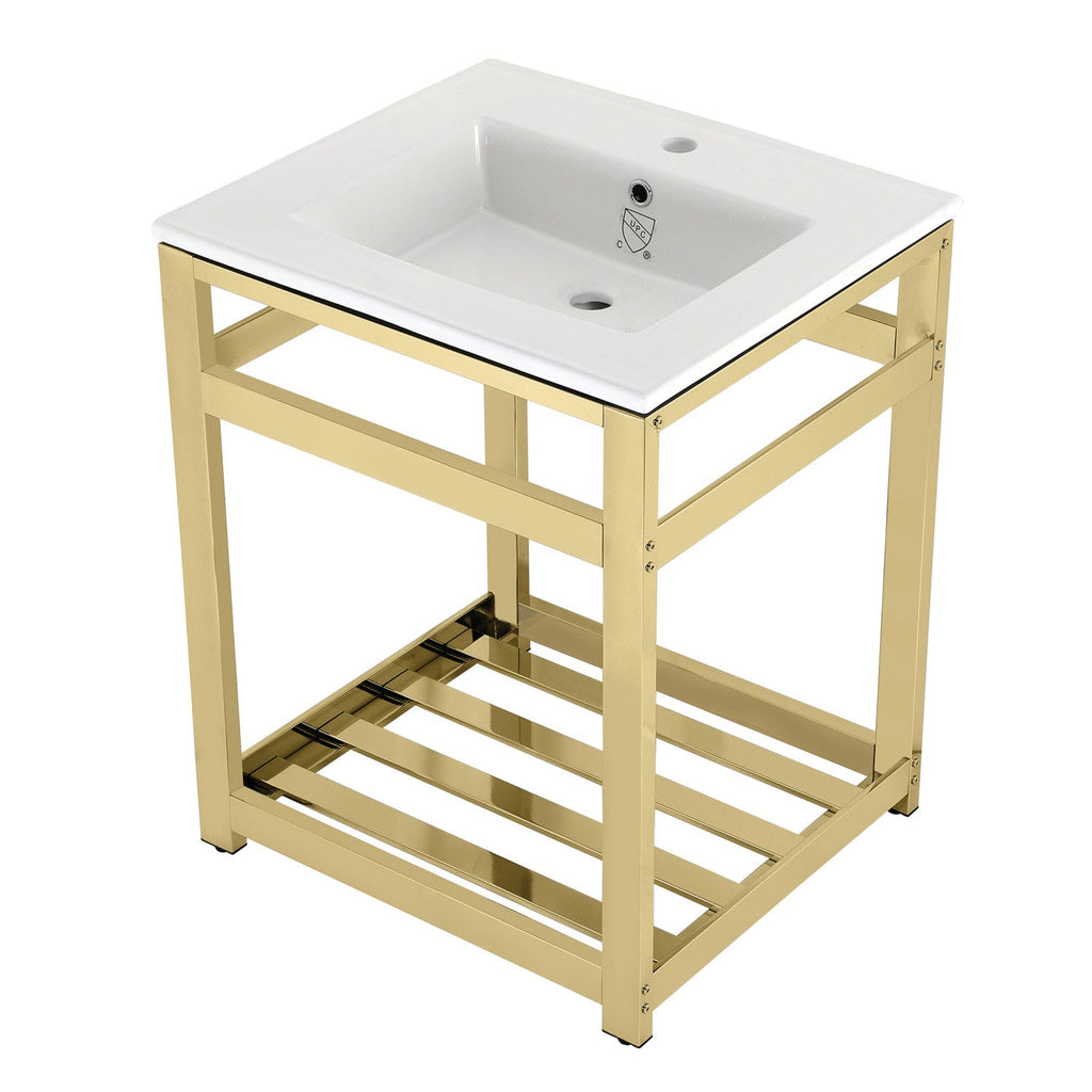 Kingston Brass Quadras lavabo consola — Latón Pulido