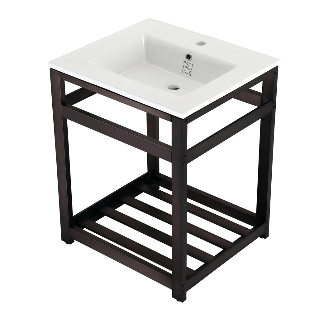 Kingston Brass Quadras lavabo consola — Bronce Aceitado