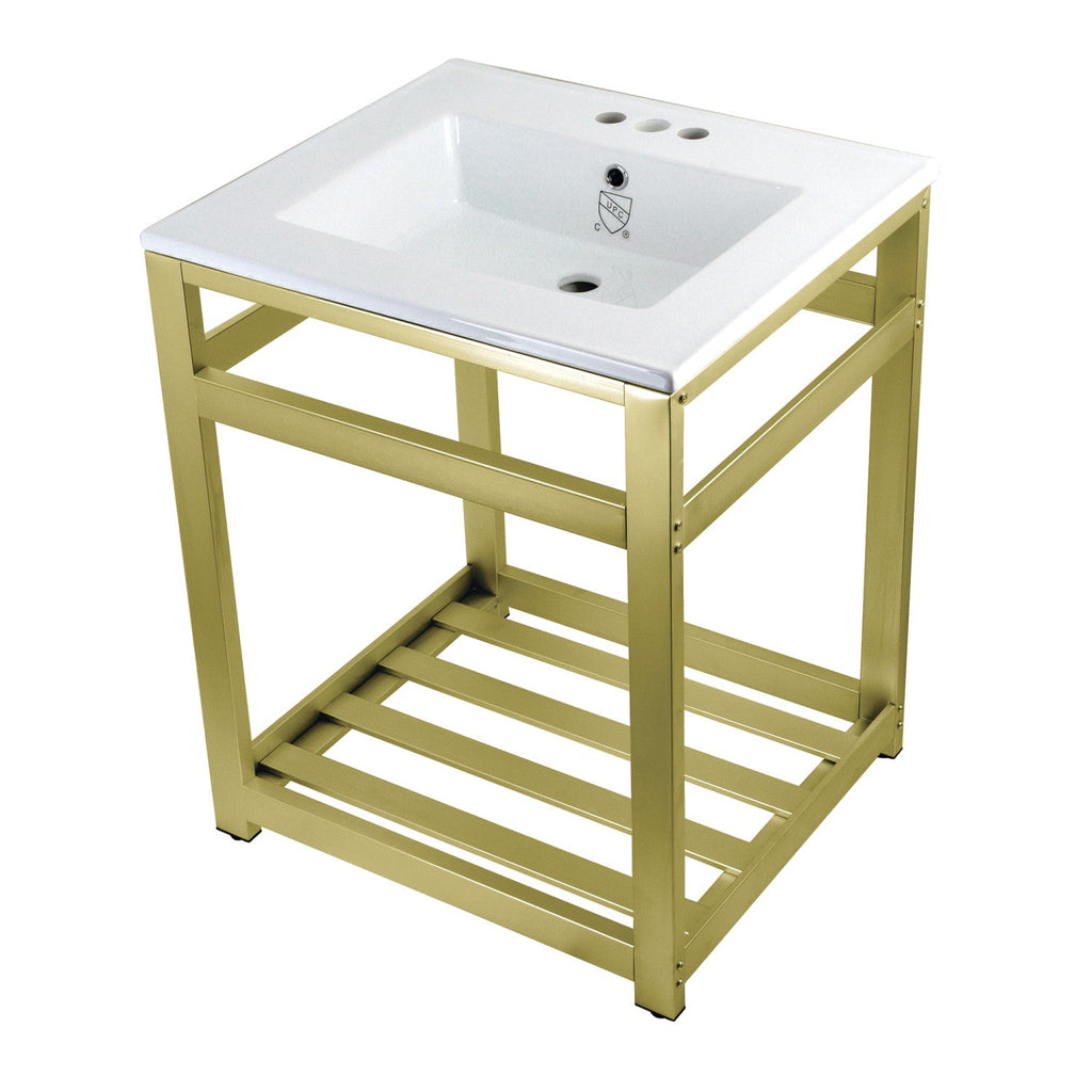 Kingston Brass Quadras lavabo consola — Latón Cepillado