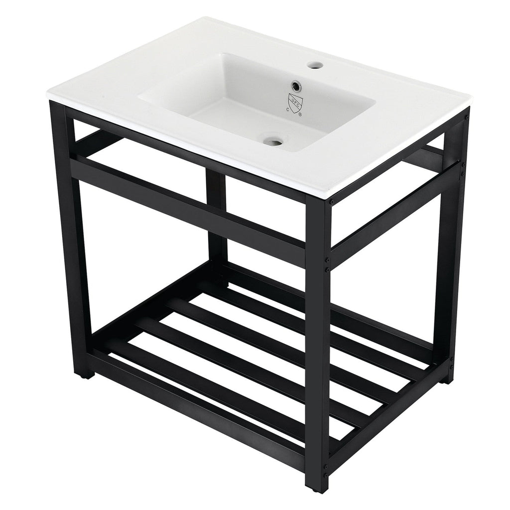 Kingston Brass Quadras lavabo consola — Negro Mate