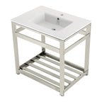 Kingston Brass Quadras lavabo consola — Níquel Pulido