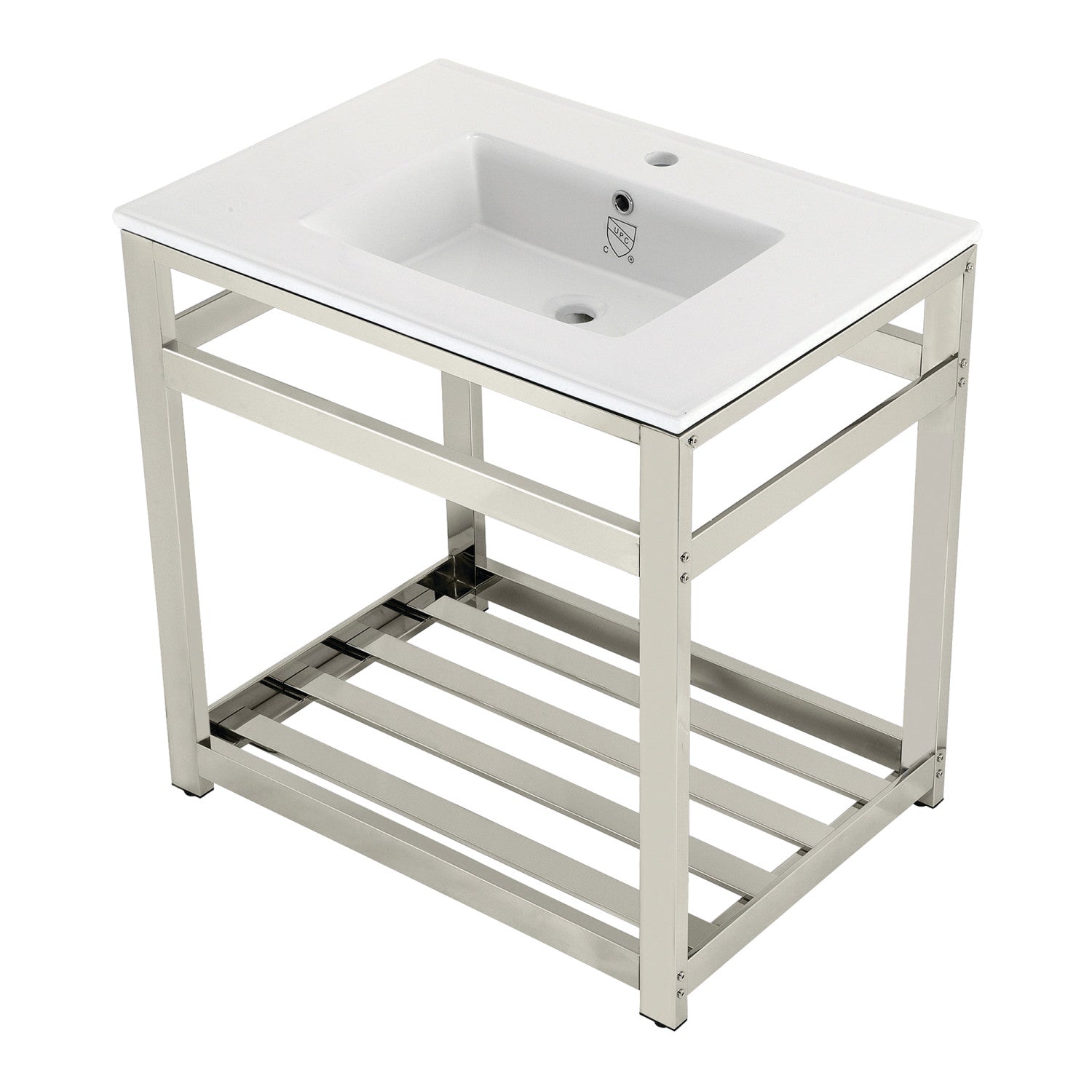Kingston Brass Quadras lavabo consola — Níquel Pulido