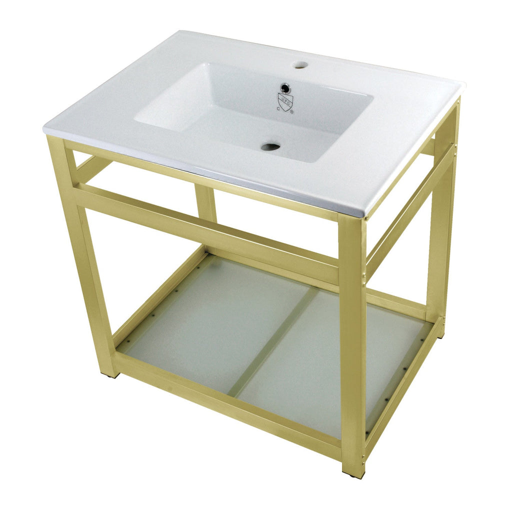 Kingston Brass Quadras lavabo consola — Latón Cepillado