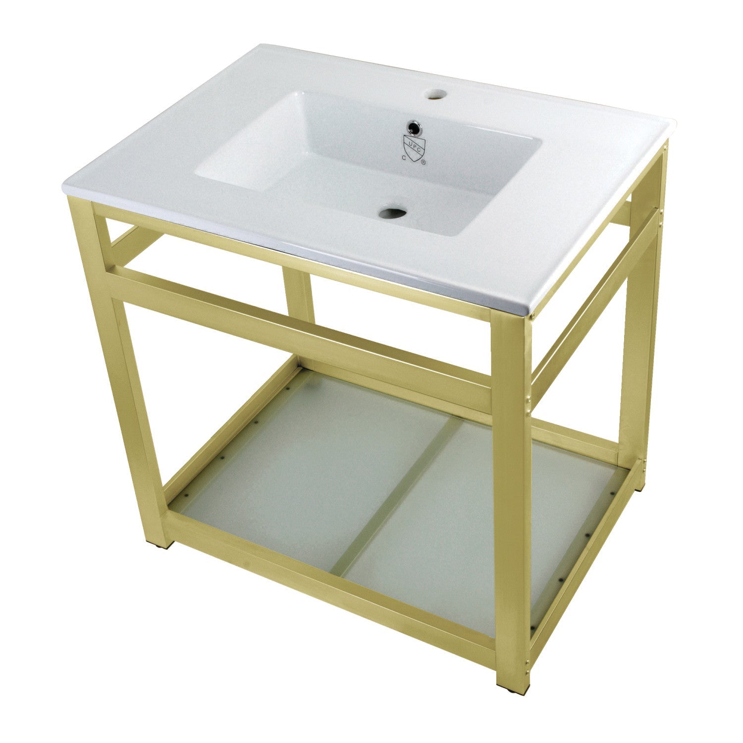Kingston Brass Quadras lavabo consola — Latón Cepillado