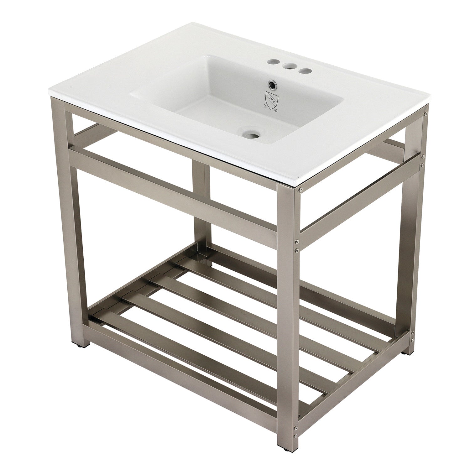 Kingston Brass Quadras lavabo consola — Níquel Cepillado