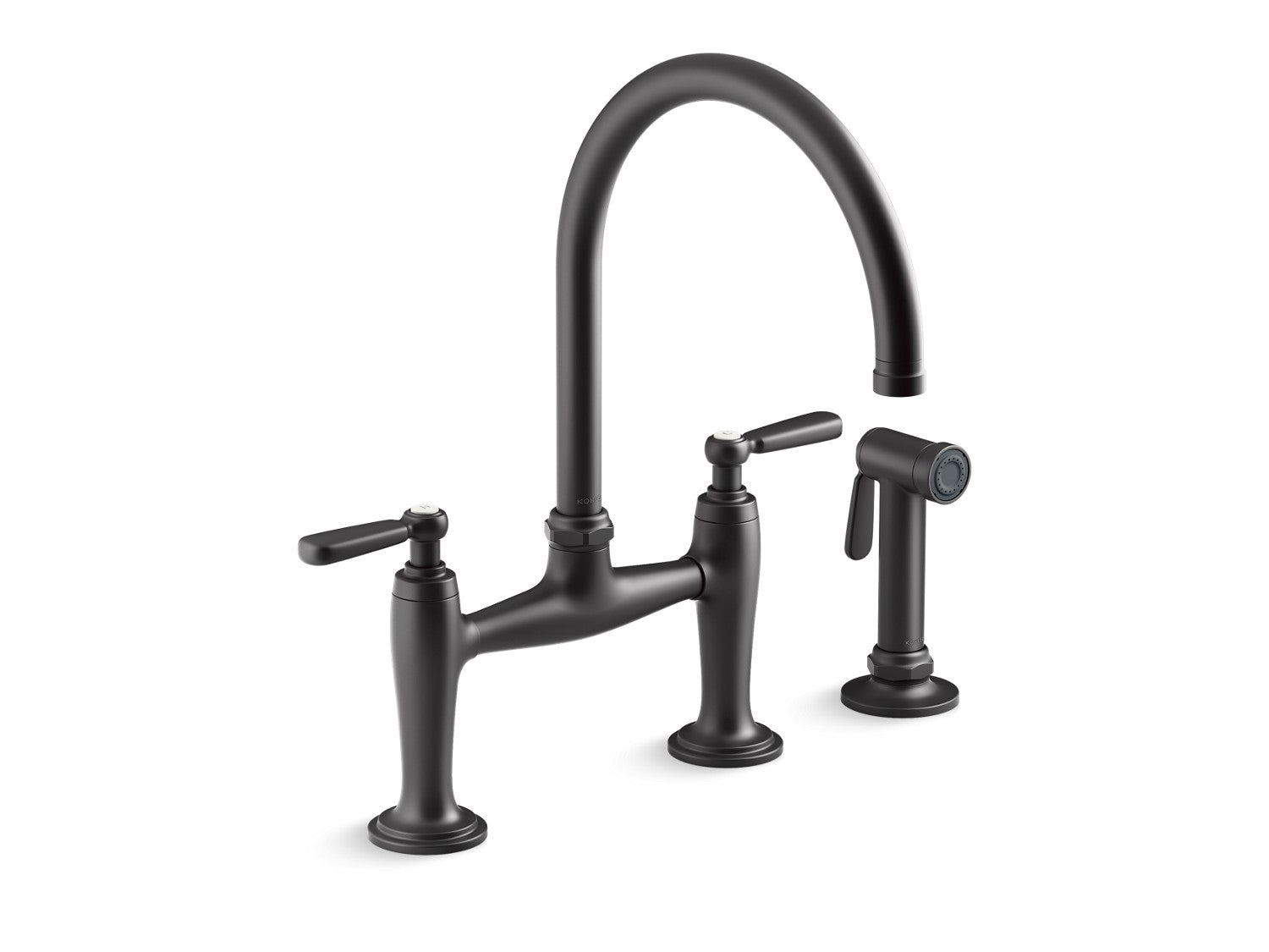 Kohler Edalyn by Studio McGee — Mezcladora de Cocina tipo Puente con Rociador Lateral — Negro Mate