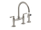 Kohler Edalyn by Studio McGee — Mezcladora de Cocina tipo Puente con Rociador Lateral — Acero Inoxidable Vibrant